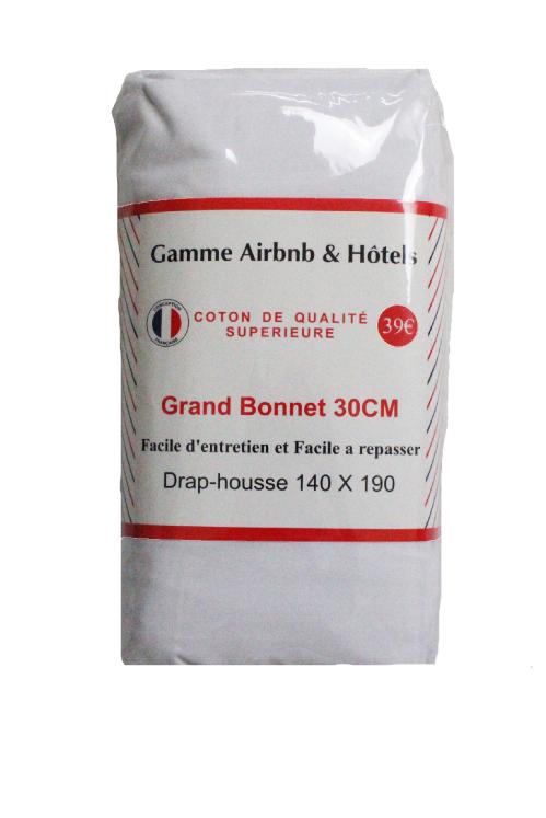 Drap-housse 90x190/140x190/160x200 Grand bonnet 30 cm - Gamme Airbnb & Hôtels